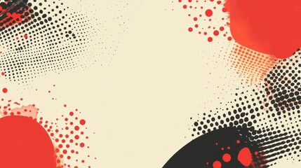 Poster - Abstract art design showcasing red and black dot and splash patterns