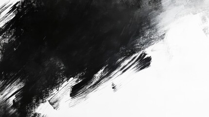 Poster - An abstract design featuring black paint strokes on white canvas