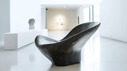 Poster - A modern art gallery exhibits a unique sculptural chair design
