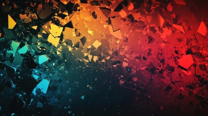 Poster - Abstract fractured shapes creating a gradient with various bright colors