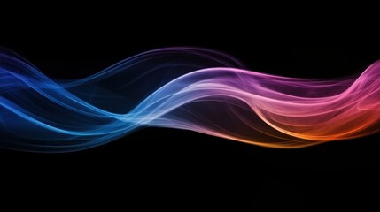 Poster - Colorful Abstract Wavy Stream Forming Gentle Curves Across Black Background
