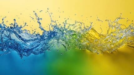 Fototapete - A vibrant splash of water against a colorful background.