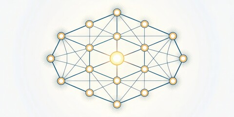 Aufkleber - a glowing network representing connections and data. The image showcases an interconnected web of nodes and lines