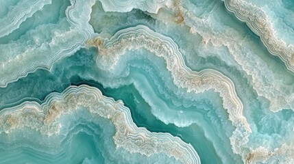 Poster - Aqua green onyx marble revealing flowing waves and organic stripes, representing natural luxury with elegant translucent patterns and sophisticated veining