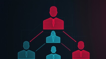 Poster - Organization chart infographics concept. Abstract Team Structure Infographic with Dynamic Hierarchical Elements