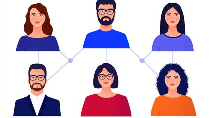 Poster - Organization chart infographics concept. Bright and Colorful Team Structure Infographic for Corporate Business and Company Management