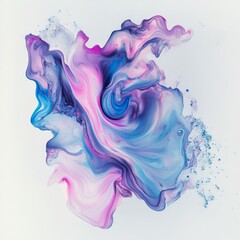 Aufkleber - Abstract Fluid Art: Swirling Fusion of Pink, Purple, and Blue on a White Canvas, Expressing Flow and Elegance.