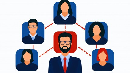 Poster - Organization chart infographics concept. Company Hierarchy Infographic with Bright Professional Icons