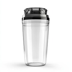 Fototapete - Clean Cocktail Shaker with Black Lid Isolated on White Background: A Modern Barware Essential