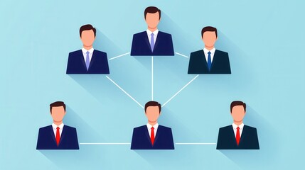 Aufkleber - Organization chart infographics concept. Flat Design Organization Chart Infographic for Efficient Business Management