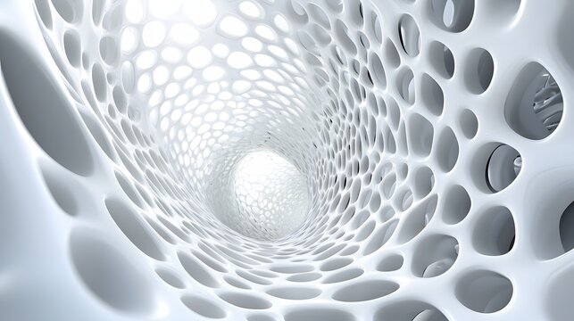 abstract white organic structure tunnel