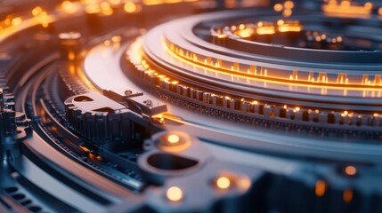 Poster - Complex mechanical structure featuring intricate gears and glowing elements