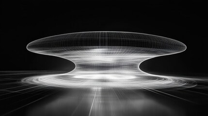 Poster - A futuristic abstract structure glows against a dark background dramatically