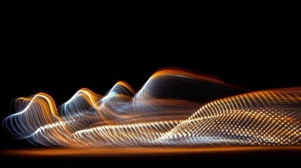 Poster - Abstract light streaks create curving shapes against a black background
