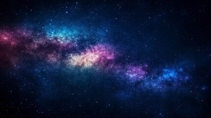 Wall Mural - A starry night sky painted with an array of colors, showcasing the Milky Way galaxy and distant stars. The background is dark blue with hints of purple