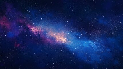 Wall Mural - A starry night sky painted with an array of colors, showcasing the Milky Way galaxy and distant stars. The background is dark blue with hints of purple