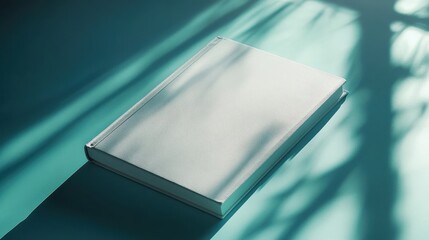 Poster - A blank hard cover book under interesting shadow patterns