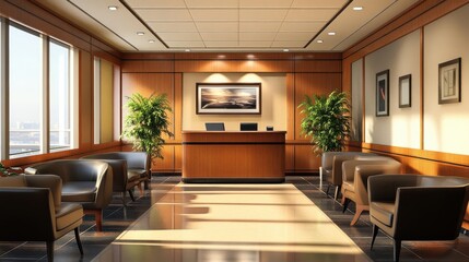 Poster - A luxurious waiting room inside of a modern office building