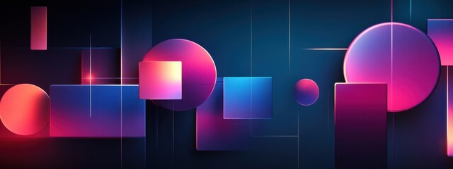 Poster - Abstract Geometric Colorful Design Featuring Shimmering Shapes and Gradients in a Dark Background