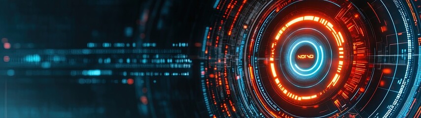Poster - Futuristic Digital Interface with Glowing Circles and Lines in Science Fiction Style