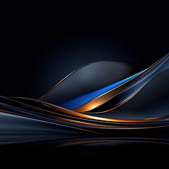 Poster - Abstract Wave Pattern in Blue and Orange Colors on Dark Background for Creative Designs