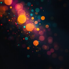 Poster - Abstract Festive Bokeh Lights on Dark Background: A Sparkly Celebration of Color and Light