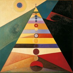 Aufkleber - Abstract Geometric Progression: Triangular Layers and Concentric Circles in a Harmonious Composition