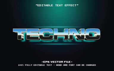 Poster - Tecno editable text effect vector template with 3d style