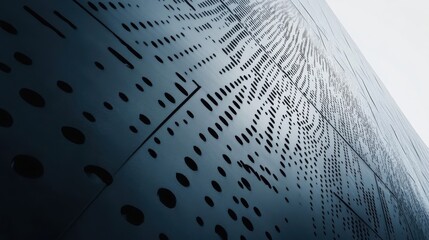 Poster - Angular exterior wall of a modern building with patterned facade