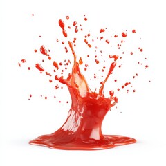 Poster - Vibrant Red Liquid Splash: A Dynamic Display of Fluid Motion Against a Clean White Backdrop, Capturing the Energy and Beauty of Color