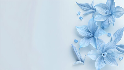 Poster - Light blue flowers on a white background