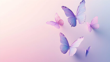 Poster - 3D butterflies flying on a pink and purple background