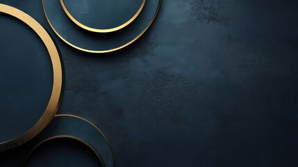 Poster - Elegant blue background with gold circles overlapping each other