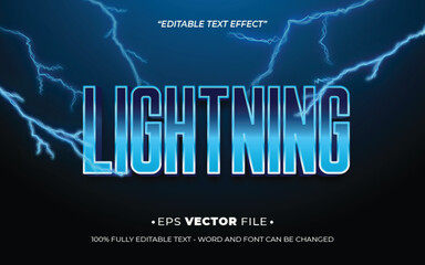 Poster - Lightning editable text effect vector template with 3d style