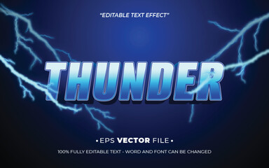Poster - Thunder editable text effect vector template with 3d style