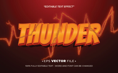 Poster - Thunder editable text effect vector template with 3d style