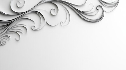 Poster - Abstract Paper Scrolls Forming Decorative Floral Swirl Design on White Background