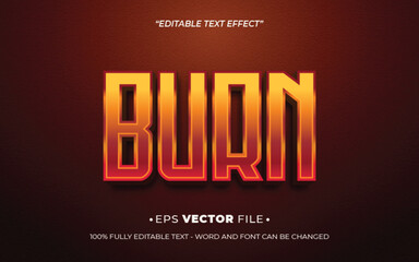 Poster - Burn editable text effect vector template with 3d style