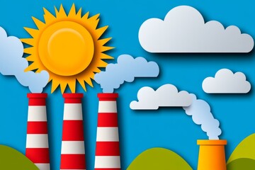 Poster - A clean, modern vector design of the greenhouse effect, showing COâ‚‚ trapping heat