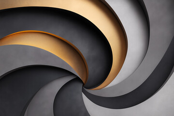 Wall Mural - Abstract wallpaper design featuring swirling curves in black, gray, and gold tones crafted for modern aesthetics