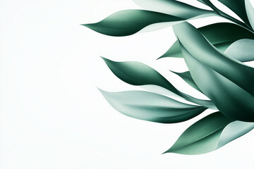 Wall Mural - Elegant abstract wallpaper featuring layered green leaves on a soft background creating a serene atmosphere