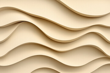Wall Mural - Abstract wallpaper design featuring flowing waves in a warm neutral tone, perfect for modern interiors and creative spaces