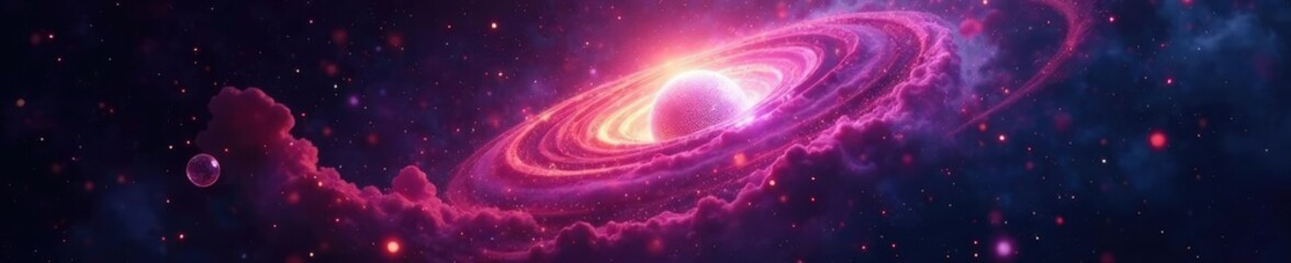 swirling plasma sphere particles in dark space, nebula, plasma