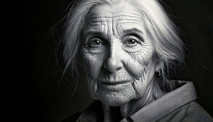 Wall Mural - Grungy picture with old woman