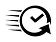 © jattumongkhon - line icon of a clock with a checkmark inside motion lines on the left and a circular arrow symbolizing fast service on-time delivery efficiency or quick turnaround.