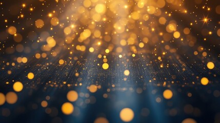 Poster - Glimmering golden lights floating from the darkness in an upward pattern