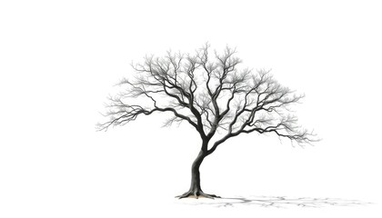 a solitary tree stands against a pure white backdrop, image, autumn