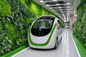 Poster - A futuristic city with zero-exhaust-emission vehicles, showcasing clean air and advanced technology