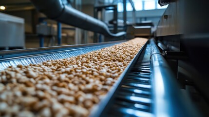 Poster - A Conveyor Belt Transports Grain Through a Manufacturing Facility