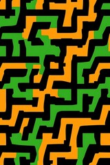 Poster - Abstract background with jagged lines, green, orange and black shapes